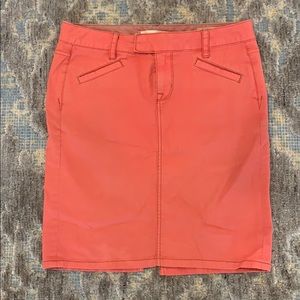 Coral pink denim skirt